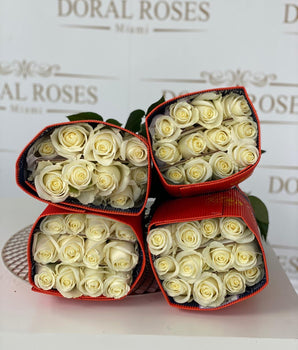 White Roses 100 units, Surprise your loved one with a beautiful bouquet of 100 roses in either red or white! Perfect for anniversaries, birthdays, or just because. Doral Roses Miami