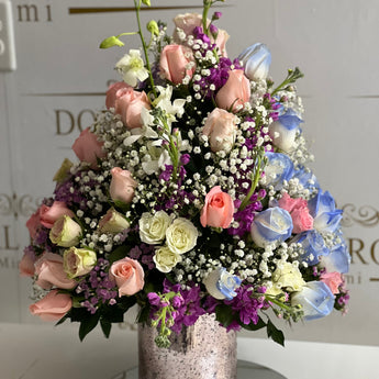 Celebrate the new bundle of joy with our vibrant and fresh blooms. Welcome the newest addition to the family with our bouquet of New Baby Flowers! Home delivery Miami. Doral Roses Miami