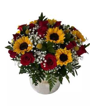 Sunflower And Red Roses Mother Day Online