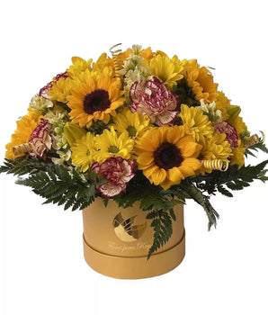 Sunflowers and White Roses Bouquet Mother Day