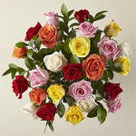 24 MIXED ROSES WITH VASE
