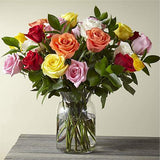 24 MIXED ROSES WITH VASE